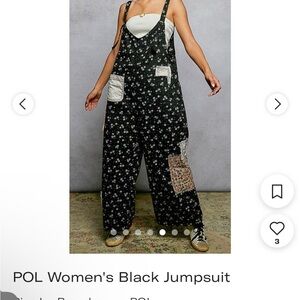 POL Women's Black Floral Patchwork Jumpsuit